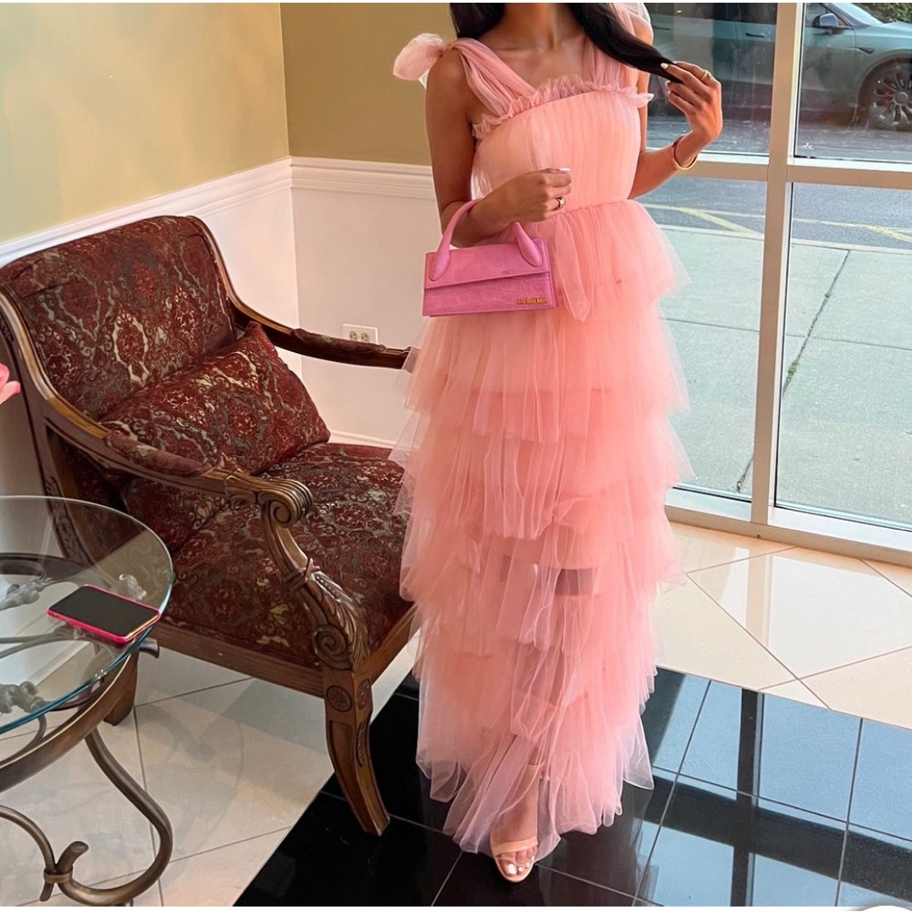 Pink Ruffled Formal Dress
